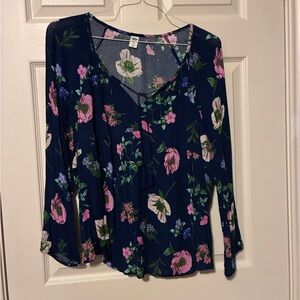 Old Navy Navy Floral Blouse